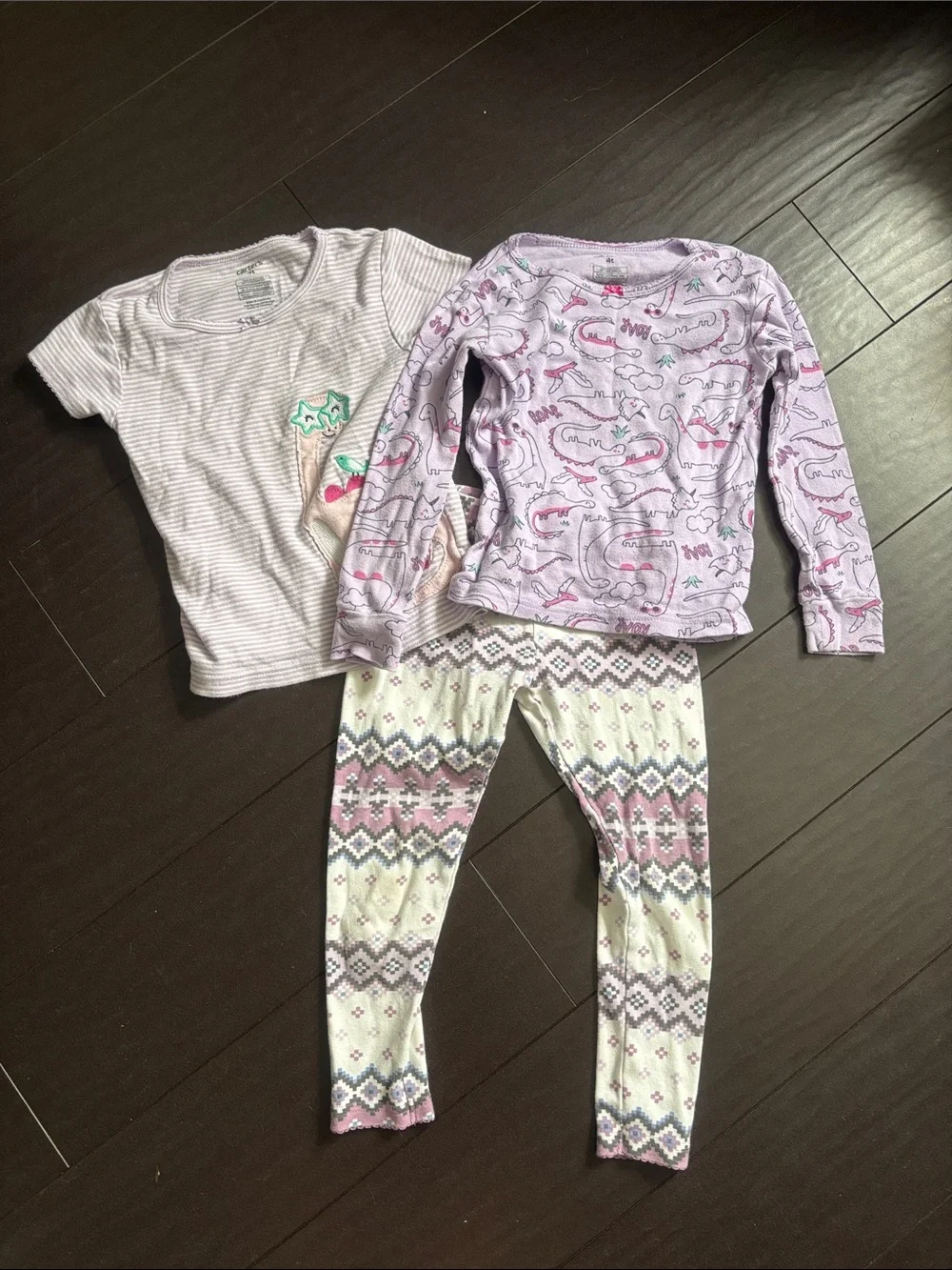 Carter's Lavender and White Striped Star Applique Pajama Top